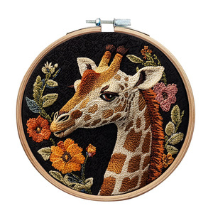 Kit per punto croce con ricamo a giraffa Kit per punto croce stampato per principianti adulti con Kit di ricamo a cerchio e istruzioni - Product Image 5