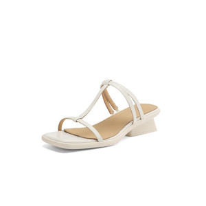 Chanclas de nuevo estilo, modernas y versátiles, fáciles de poner con punta descubierta, suela de cuero genuino, chanclas de estilo femenino. - Product Image 1