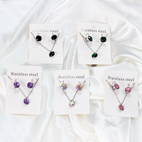 Ensemble de boucles d'oreilles et collier en acier inoxydable plaqué or avec motif étoile Kitty Snoopy, bijoux pour femmes pour les occasions spéciales