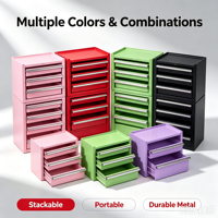 Mini coffre à outils en métal à 3 tiroirs, organisateur de loisirs en acier verrouillable pour pièces de modèles, jouets, rangement de matériel