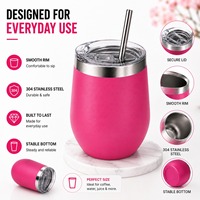 Gobelet isotherme à double paroi en forme d'œuf de 12 oz avec couvercle, personnalisable avec logo, en acier inoxydable, pour vin et boissons