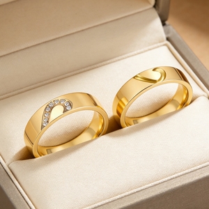 Anillos <span class=keywords><strong>de</strong></span> Boda Titanfitz <span class=keywords><strong>de</strong></span> 6 mm con Forma <span class=keywords><strong>de</strong></span> Corazón, Chapados en Oro <span class=keywords><strong>de</strong></span> 24K, <span class=keywords><strong>Acero</strong></span> Inoxidable 316L, <span class=keywords><strong>para</strong></span> Parejas, Hombres y Mujeres - Product Image 3