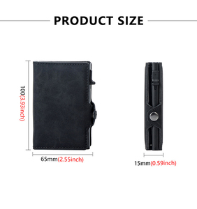 Portefeuille personnalisé par le <span class=keywords><strong>fabricant</strong></span>, en cuir végétalien, minimaliste, à double pliage, avec système pop-up, protection RFID, <span class=keywords><strong>porte</strong></span>-cartes intelligent coulissant - Product Image 6