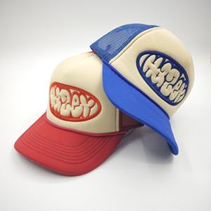 Casquette de camionneur unisexe à 5 panneaux en mousse et maille brodée avec motif de lettres imprimées en relief, style sportif pour adultes, utilisation en extérieur - Product Image 2