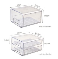 Boîte de rangement pour réfrigérateur en PET double couche, boîte de conservation des fruits et légumes en plastique pour la cuisine, bac à œufs de type tiroir