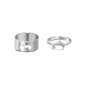 2pcs /set Gold <b>Silver</b> Plated Hollow Out Key Lock Couple <b>Ring</b> for Men Women Couples <b>Adjustable</b> Opening Puzzle <b>Rings</b> - Product Image 3