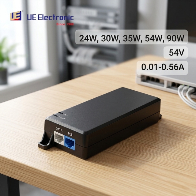 Gigabit 5Gbps IEEE802.3 Af/at 24W 30W 90W 54V AC DC Poe Power Adapter Supply 3KV EFT Immunity C8 C6 Desktop Poe Injector