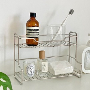 Étagère de rangement double couche pour salle de bain en acier au carbone, organisateur de bureau multifonctionnel, support à épices au design moderne et épuré - Product Image 4