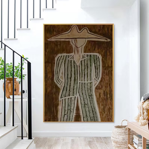Pintura al Óleo Realista Moderna de Retrato de Vaquero <span class=keywords><strong>del</strong></span> Oeste Abstracto Pintado a Mano sobre Lienzo por B&C Art - Product Image 1