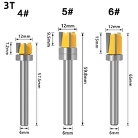 Brocas de Fresado para Madera de Carburo de Tungsteno de 6 mm de Diámetro, 2 Filos, 3T, con Rodamiento, Herramientas de Corte