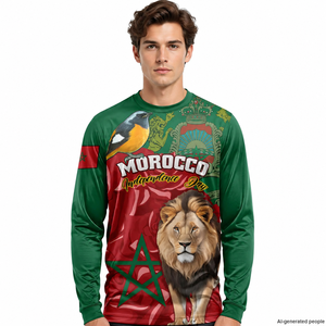Camiseta de fútbol de manga larga de los Leones del Atlas de Marruecos, camisetas de fútbol transpirables de secado rápido con patrón de estampado personalizado para hombres - Product Image 4