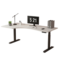 Escritorio Eléctrico de Altura Ajustable de Alta Gama, Moderno, Ergonómico, con Superficie Curva Motorizada, Mueble de Oficina para Trabajar Sentado o De Pie
