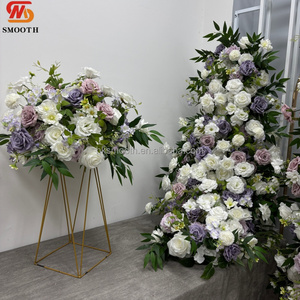 SMOOTH 2026 - Camino de Mesa de Flores de Seda Hecho a Mano con Rosas Blancas y Moradas, Decoración para Centro de Mesa de Boda - Product Image 1