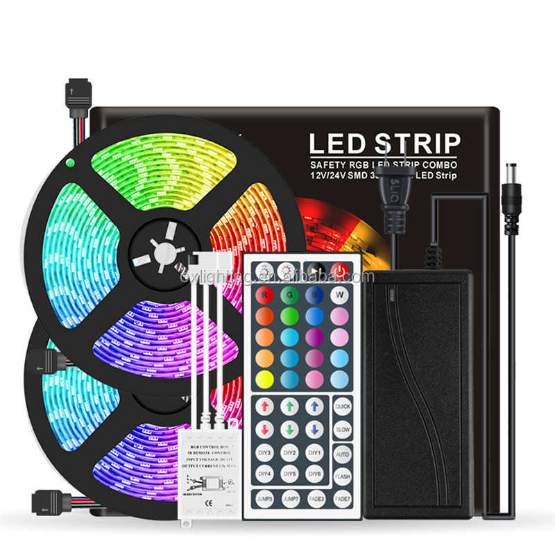 Led bande lumières 20 mètres RGB LED bande lumineuse 65.6 pi 5 mètres couleur changeante SMD 5050 12V led lumière bande luces cinta tira led