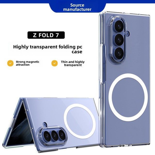 Magnetic Anti-drop Galaxy Z Fold7 Foldable Phone Case Clear Hard Protective Shell Smooth Durable Back Cover Fit Folding Device