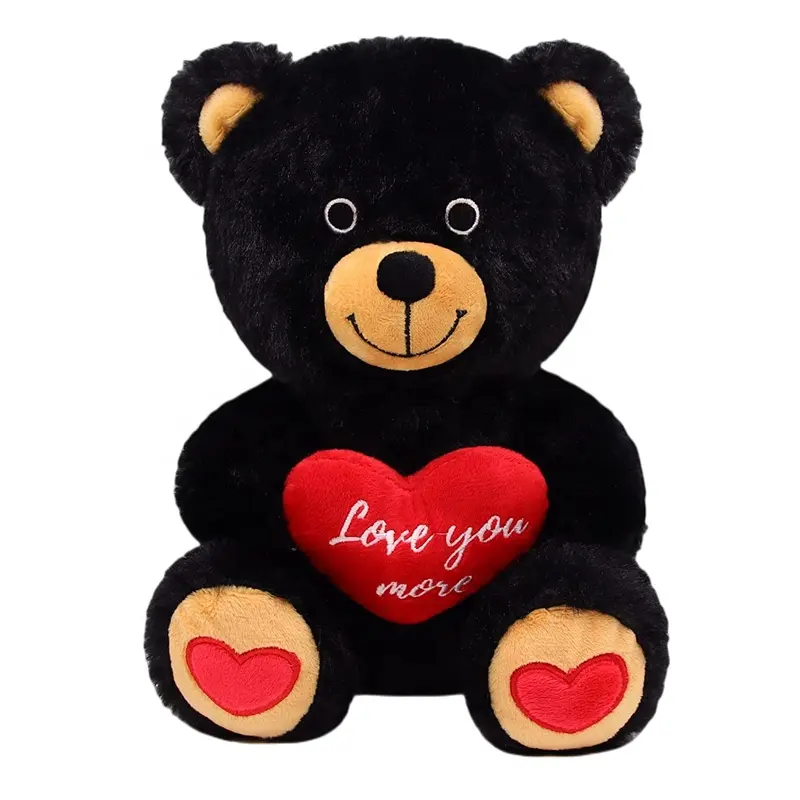 Black Teddy Bear Plush Stuffed Animal Custom Love Teddy Bear With Your Logo