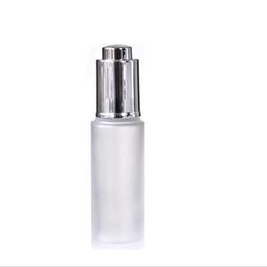30 ml rõ ràng <span class=keywords><strong>Frosted</strong></span> Báo Chí sang trọng <span class=keywords><strong>push</strong></span> <span class=keywords><strong>button</strong></span> Vàng Pipette tinh dầu chai thủy tinh với vàng bạc Top - Product Image 5