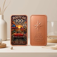 Vente en gros de barres de cuivre fin .999 de 1 oz, souvenir de voyage vintage Route 66 Centennial en relief 3D
