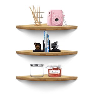 Set dari <span class=keywords><strong>3</strong></span> bambu sudut mengambang rak dinding Modern multifungsi rak penyimpanan berkelanjutan desain persegi - Product Image 1