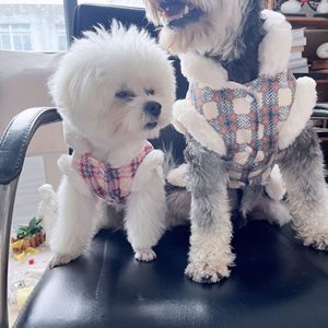 Gilets pour chiens doublés de polaire, motif à carreaux, vêtements d'hiver en Polyester pour petits chiens, Teddy Bichon Frise Pomeranian, vêtements pour animaux de compagnie - Product Image 1