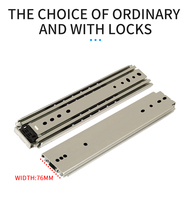 Rails coulissants robustes à 3 sections détachables de 76 pouces de large et de 2,5 mm avec une capacité de charge de 220 kg dans les armoires industrielles de camping-car.