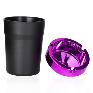 Cendrier de voiture portable en plastique, couleur personnalisée, design européen, finition électroplaquée, double couche, détachable, type entonnoir - Product Image 5