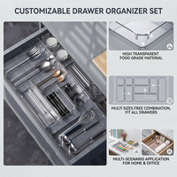 Boîtes de rangement transparentes empilables, plateaux de séparation pour tiroirs, ensemble de 44 pièces, organisateur de maquillage gain de place pour commode et bureau