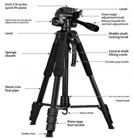 Trépied professionnel en métal réglable avec verrouillage à bascule - Étanche et antichoc Portable pour appareil photo de téléphone portable et utilisation en selfie