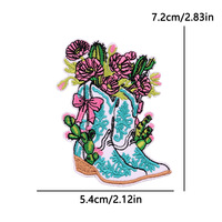 Patch en tissu brodé fluorescent style Western Cowboy, lettrage punk, tête de taureau rose colorée, en stock, transfrontalier