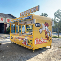 Camion de restauration mobile commercial pour poulet frit et steak, remorque de vente de nourriture, chariot de nourriture mobile lumineux avec graphismes de poulet de dessin animé, 220v, snack, barbecue