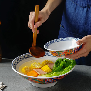 ชามเมลามีนลายดอกเบญจมาศสไตล์จีน ขนาด A5 สำหรับใส่ก๋วยเตี๋ยว ขนมจีน ข้าว ใช้แล้วทิ้ง เหมาะสำหรับงานเลี้ยง - Product Image 4