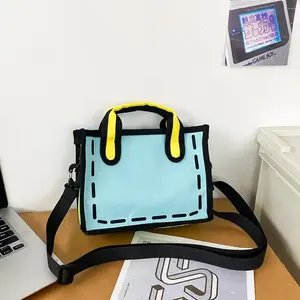 Nouveau sac fourre-tout comique en 3D imprimé de dessins animés en 2D avec logo personnalisé pour femmes et filles - Product Image 2