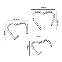 Thorrk Anneau de piercing segmenté articulé en titane ASTM F136, motif cœur, plaqué or PVD 18K, type clicker pour l'oreille