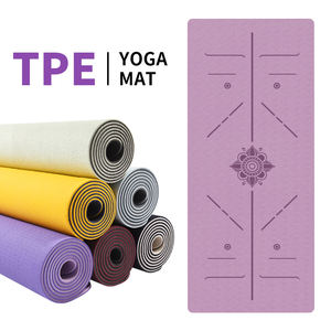 XINGYUN personalizado impreso ecológico TPE 6mm grueso Yoga Mat Set 183cm doble cara antideslizante con logotipo láser duradero Pilate Mats - Product Image 2