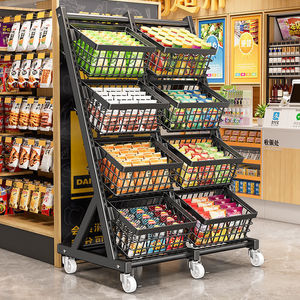 Kainice Mehrstöckiges Schwarzes Kohlenstoffstahl-Getränke-Aufbewahrungsregal mit Haken für Supermarkt-Regale Convenience-Store Einzelhandelsausstattung - Product Image 4