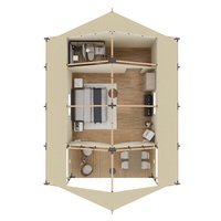 Tente Safari Robuste en Toile Oxford PVC Imperméable Double Couche Quatre Saisons pour Glamping Hôtelier, Idéale pour Couples et Familles lors d'Événements Extérieurs