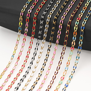Chaîne ovale en acier inoxydable plaqué or 18 carats avec émail double face <span class=keywords><strong>pour</strong></span> la fabrication de <span class=keywords><strong>bijoux</strong></span>, accessoires - Product Image 5