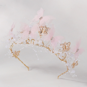 Nouvelle Tiare Rétro en Strass Papillon Double Couche Perles Roses Accessoire <span class=keywords><strong>Cheveux</strong></span> Fleurs <span class=keywords><strong>Couronne</strong></span> Élégante - Product Image 6