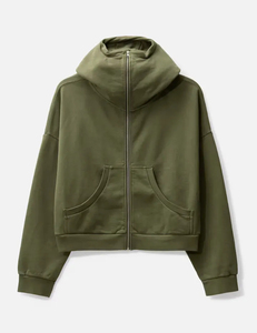 Wholesale Oversized Cropped Full Zip Hooded Jacket Men <strong>Snood</strong> Cowl Neck <strong>Hoodie</strong> Blank Streetwear Custom Logo OEM ODM Plain Hoodies - Product Image 6
