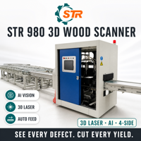 Scanner automatique 3D laser haute précision STR 980 pour l'inspection des défauts du bois, machine de numérisation de la surface du bois, inspection du bois