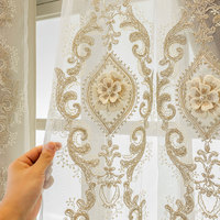 Rideaux occultants brodés à la française, motif floral 3D, damassé doré, pour salon et chambre, vente en gros, sur mesure