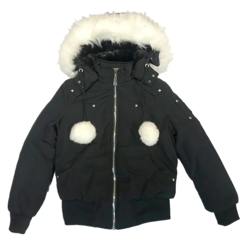 도매 고품질 큰 모피 칼라 후드 숙녀 여자 다운 코트 패딩 겨울 따뜻한 재킷