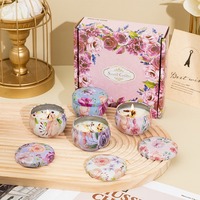 Coffret cadeau de bougies parfumées avec 2 pots vides de 2,2 oz, boîte à bonbons décorative ronde en fer blanc, petite boîte à bougies vide portable