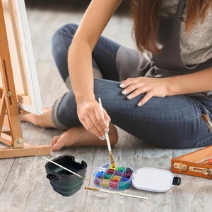 Boîte de rangement pour <span class=keywords><strong>peinture</strong></span> étanche à l'air, <span class=keywords><strong>palette</strong></span> de 16 compartiments <span class=keywords><strong>avec</strong></span> <span class=keywords><strong>couvercle</strong></span>, comprenant un bac à pinceaux - Product Image 4