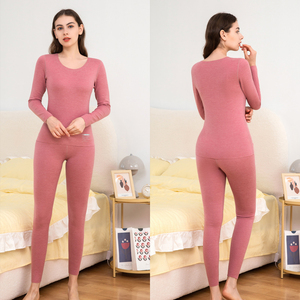 Intimo Termico da <span class=keywords><strong>Donna</strong></span> con Basso MOQ, Cappotto Autunnale con Collo a Girocollo, Nuovi Pantaloni Lunghi in Velluto a Sandwich, Comodi ed Eleganti - Product Image 3