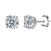 S925 Sterling Zilver Moissanite Ronde oorknopjes met vier tanden en fruitdesign Bruiloftssieraden Licht luxe veelzijdig zilver