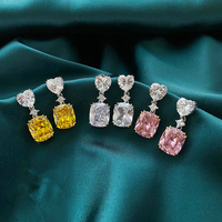 2021 mode femmes 3 couleurs Forme Carrée Moissonite boucles d'oreilles