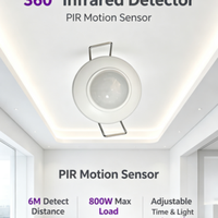 Détecteur de mouvement PIR encastré 360 degrés 800W 110-240VAC Portée de détection 4m Réglable pour le contrôle de l'éclairage intérieur
