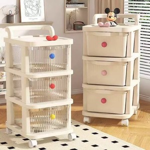 Chariot de rangement portable multifonctionnel avec 3 tiroirs transparents sur roulettes pour organiser le salon, la cuisine, la chambre - Product Image 2