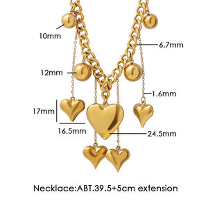 Collar de cadena gruesa con forma de corazón en <span class=keywords><strong>U</strong></span>, chapado en oro de 18 quilates, estilo gótico, para mujer - Product Image 6